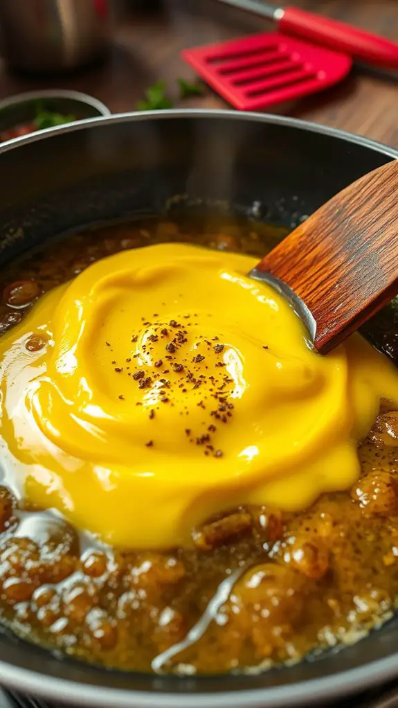 scramble eggs in grease