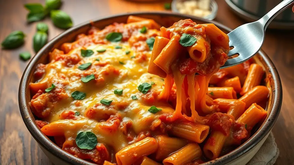 cheesy baked ziti dish