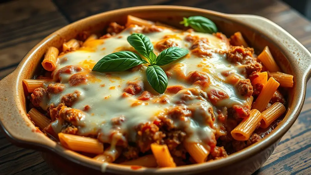 cheesy meaty pasta dish