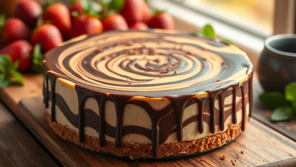 chocolate cheesecake with swirls