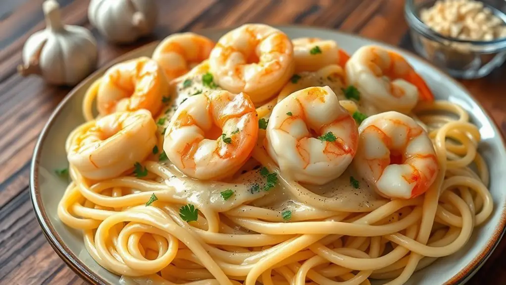 creamy garlic shrimp pasta