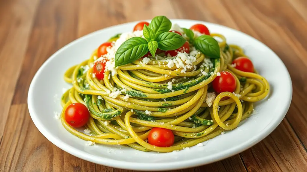 creamy pesto pasta dish