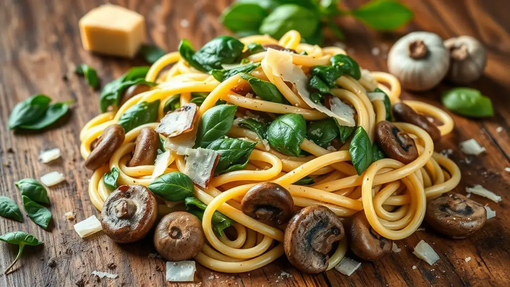 creamy spinach mushroom pasta