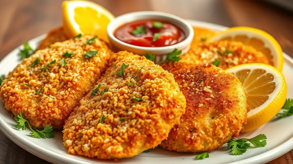 crispy parmesan coated chicken cutlets