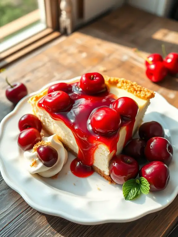 delicious cherry cheesecake dessert