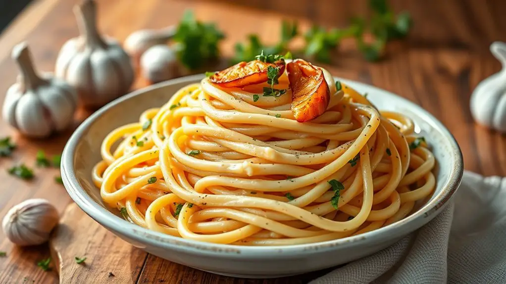 delicious creamy garlic pasta