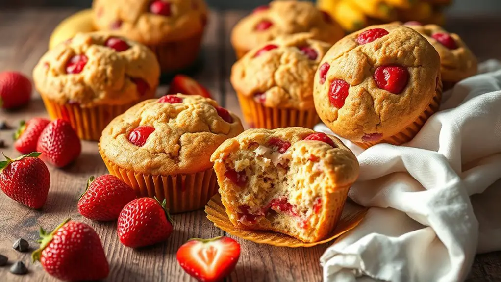 delicious strawberry banana muffins