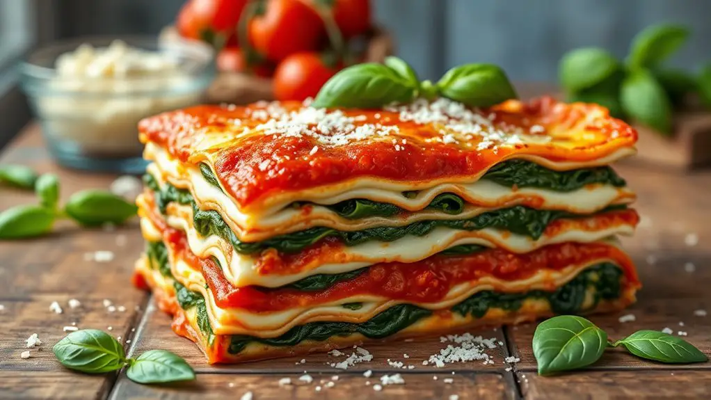 delicious vegetarian spinach lasagna