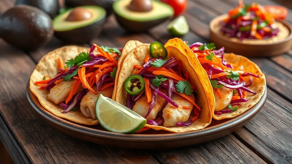 dorado tacos with slaw