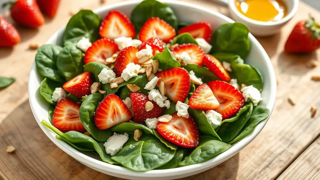 fresh spinach and strawberries