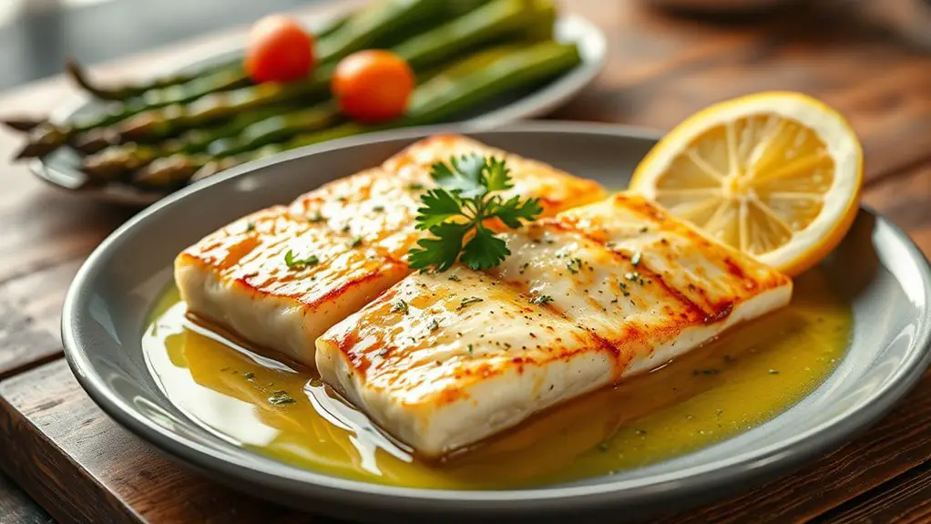 garlic butter baked halibut