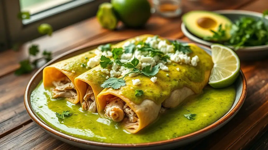 green sauce rolled tortillas