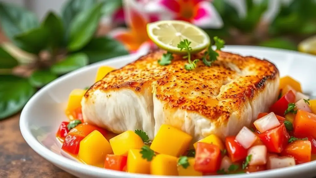 halibut topped with salsa