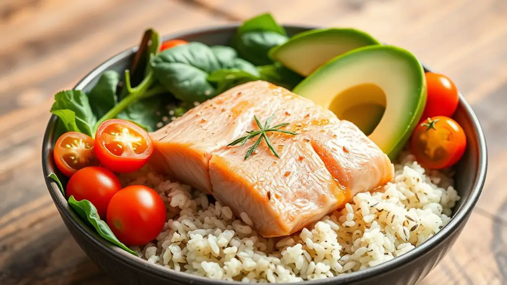 healthy salmon quinoa bowl