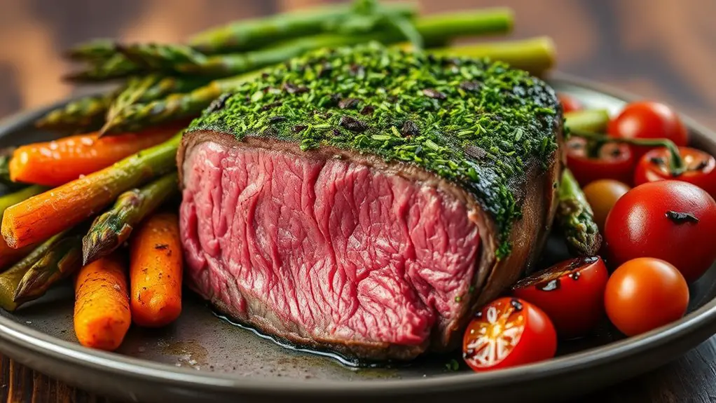 herb crusted beef tenderloin dish