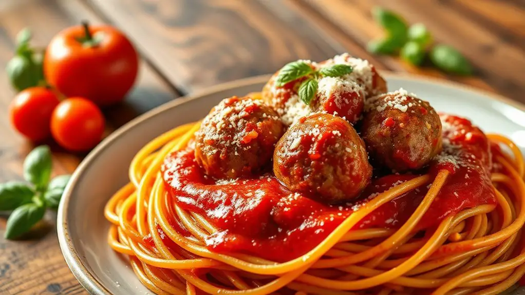 italian pasta with meatballs