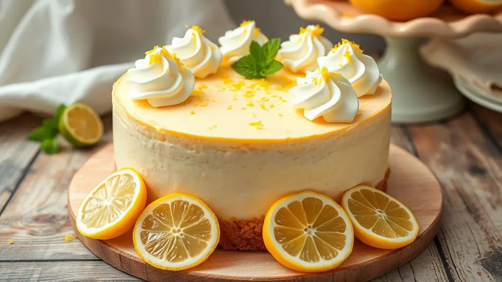 lemon flavored creamy cheesecake dessert