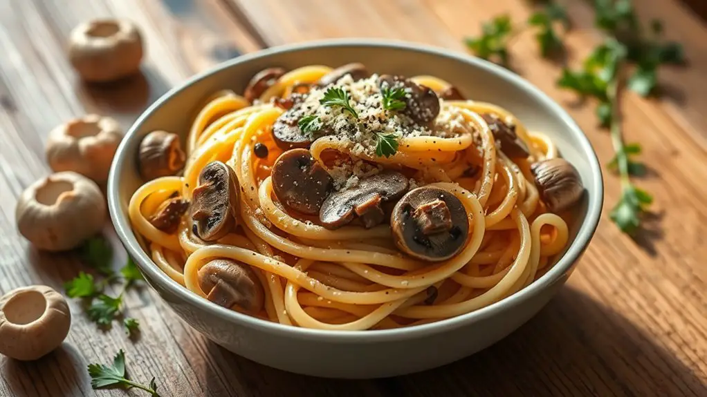 mushroom based creamy pasta dish