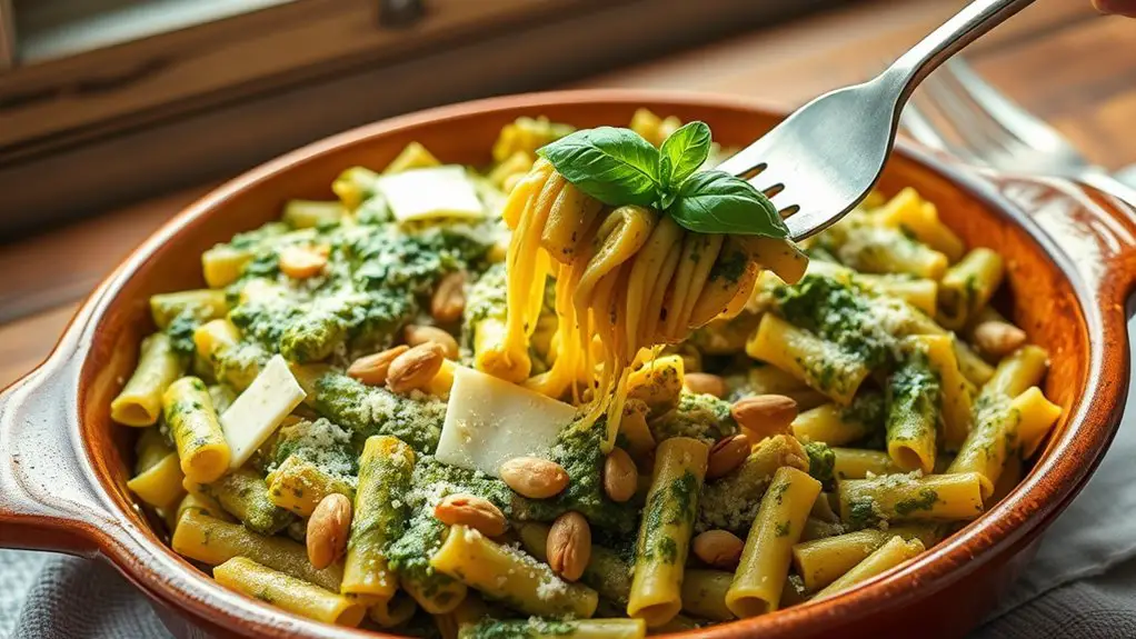 pasta dish with pesto