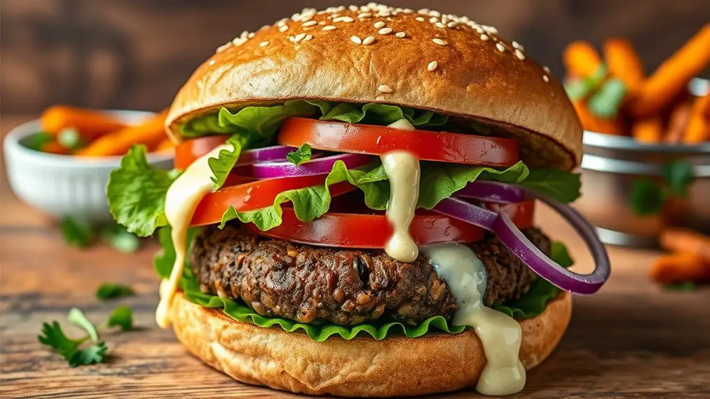 savory lentil mushroom burger