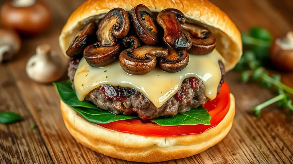 savory mushroom cheese burger