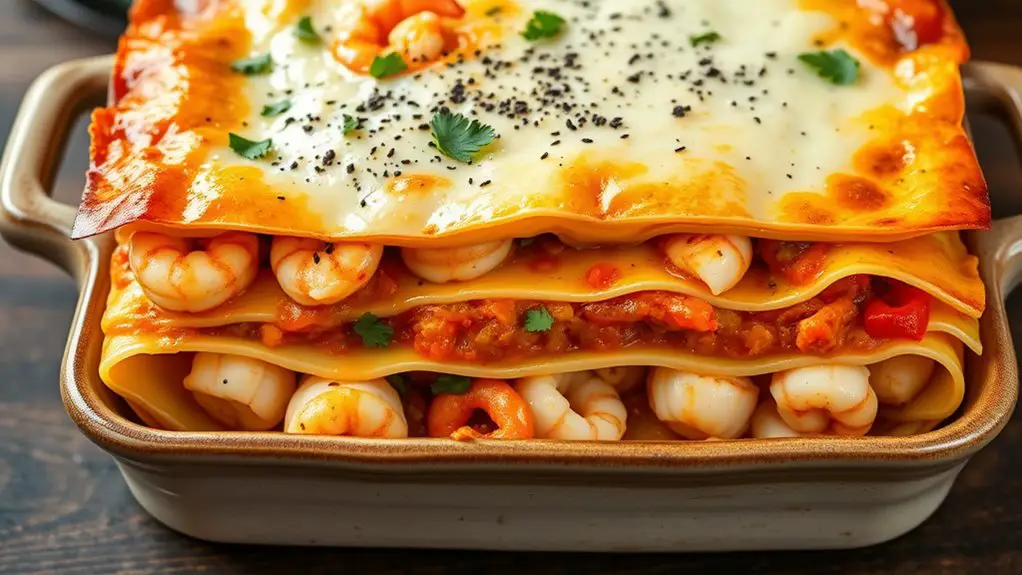 seafood filled layered pasta