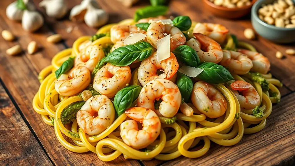 shrimp pasta with pesto