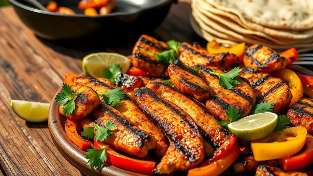 sizzling grilled chicken fajitas