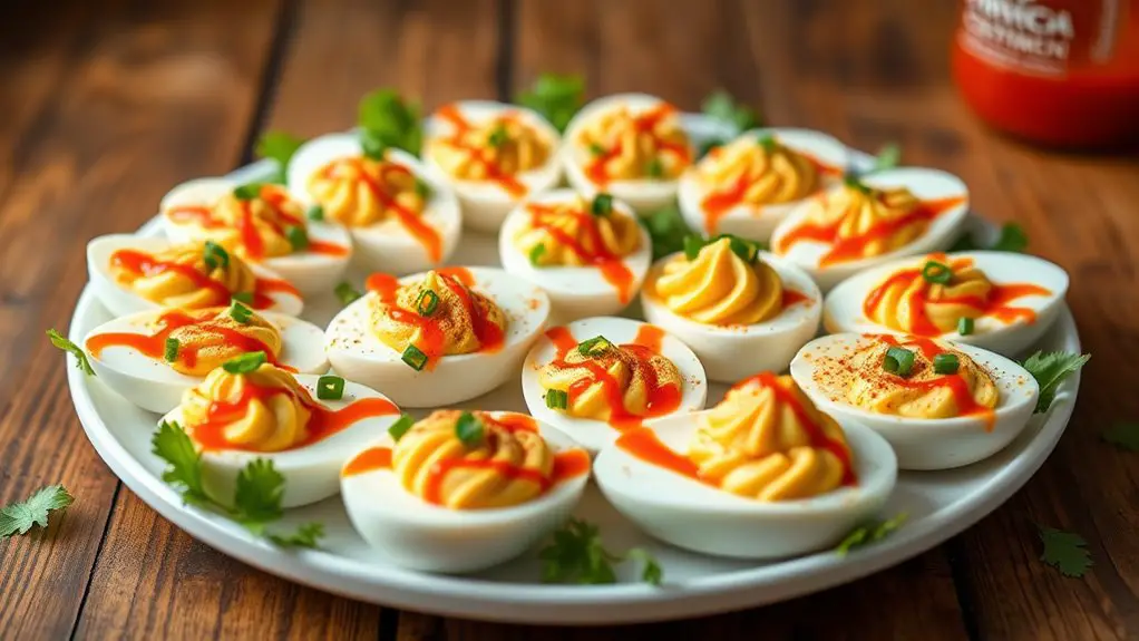 spicy sriracha flavored deviled eggs