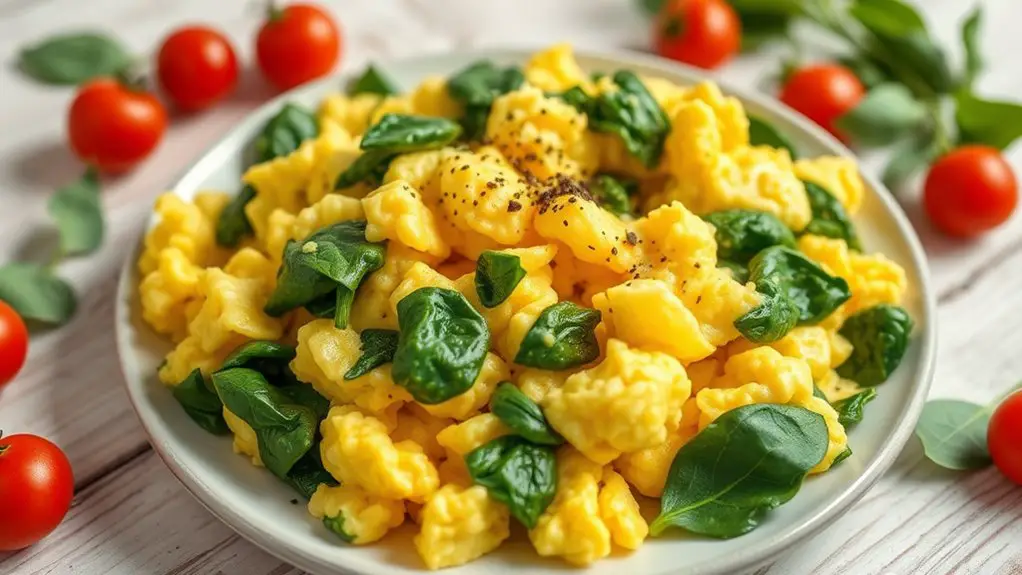 spinach infused scrambled eggs