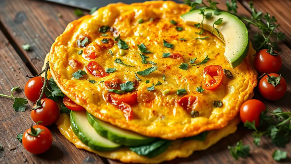 vegetable filled omelette preparation steps