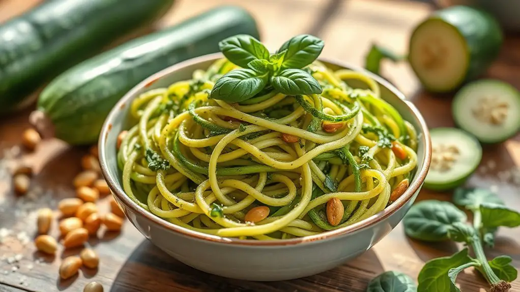 zucchini noodles with pesto