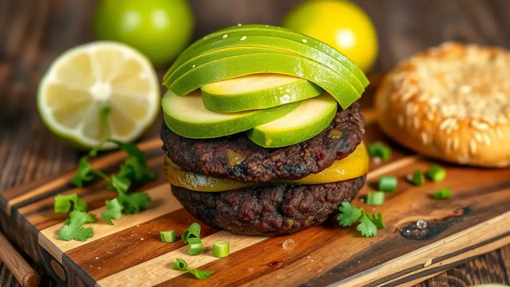 avocado lime black bean burger