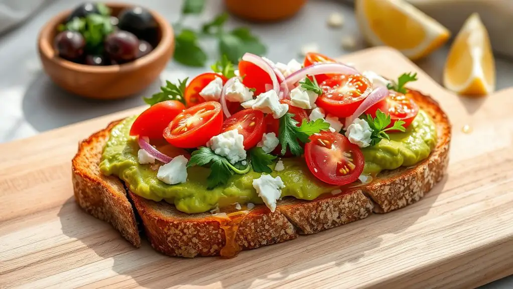 avocado toast with mediterranean flavors