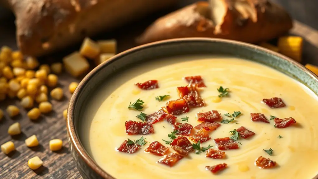 bacon infused clam chowder soup