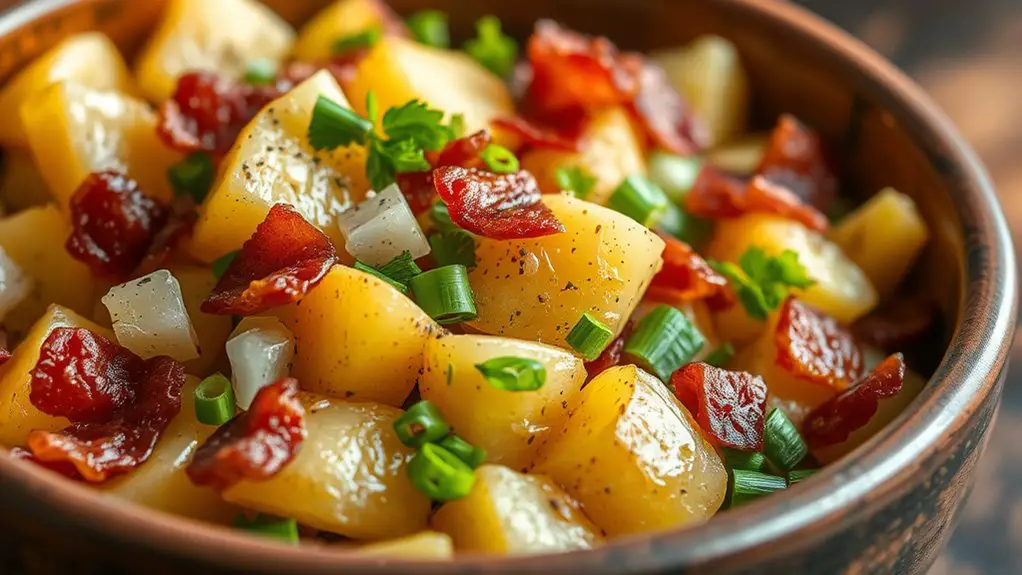 bacon infused warm potato salad