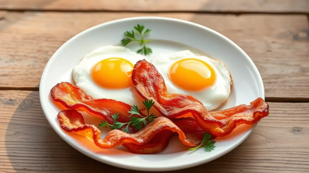 breakfast staple bacon eggs