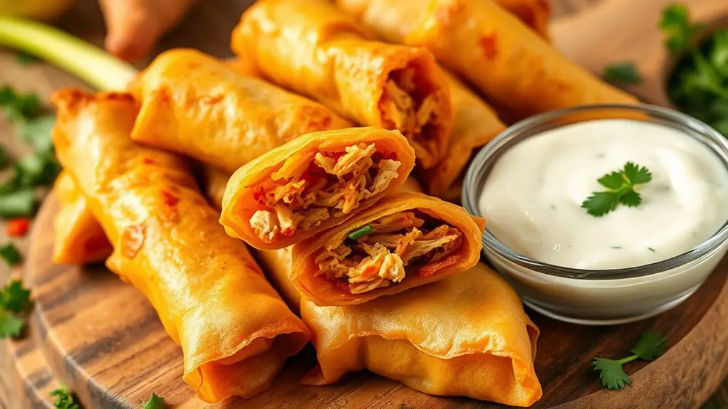 buffalo chicken egg rolls