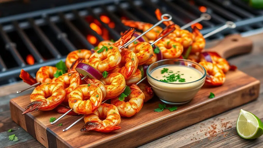 cajun flavored shrimp on skewers