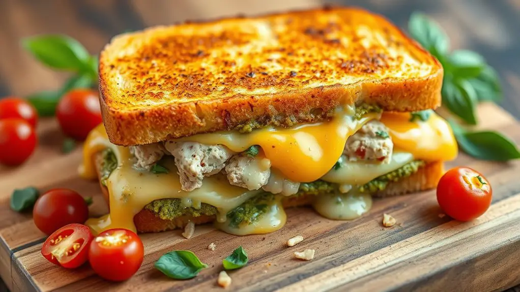 cheesy pesto tuna sandwich