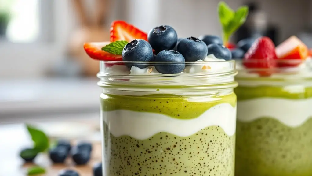 chia pudding with matcha