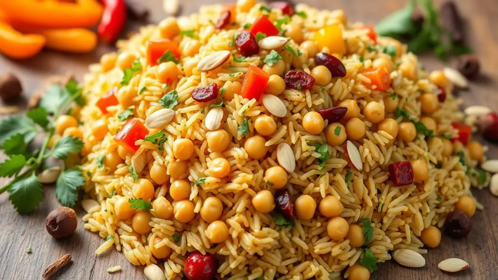 chickpea pilaf with mediterranean flavors