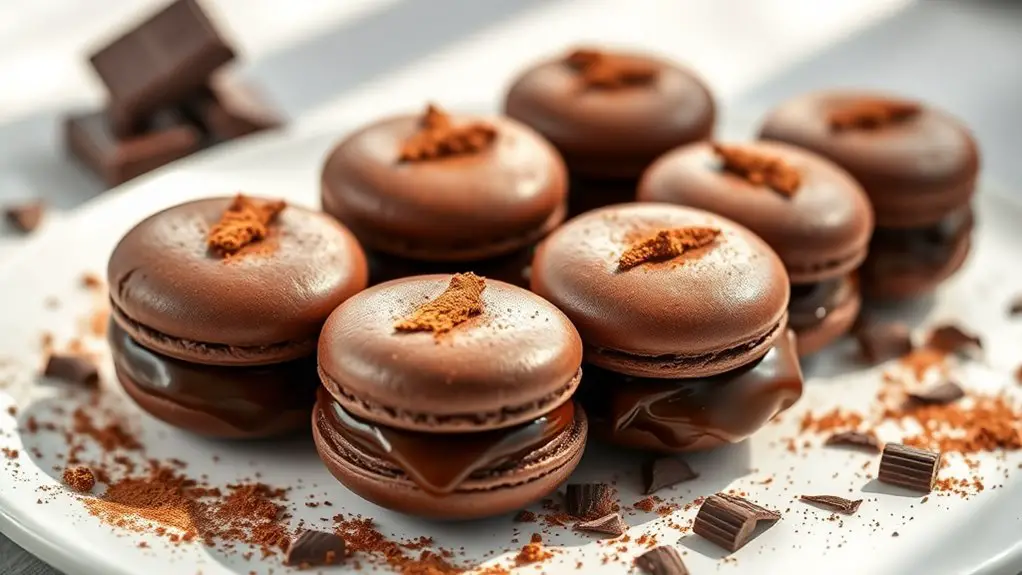 chocolate ganache filled macarons