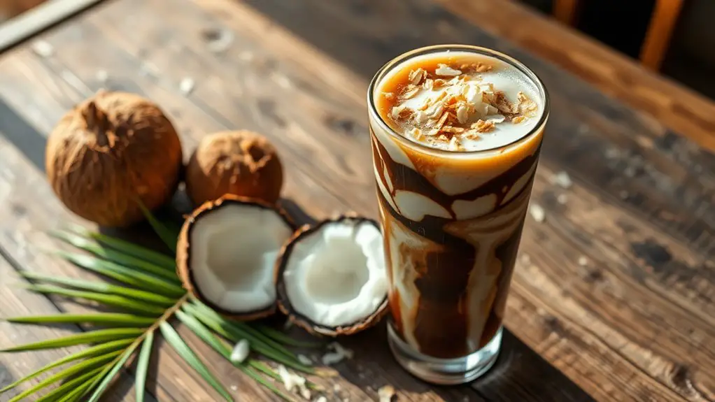 coconut flavored iced coffee beverage