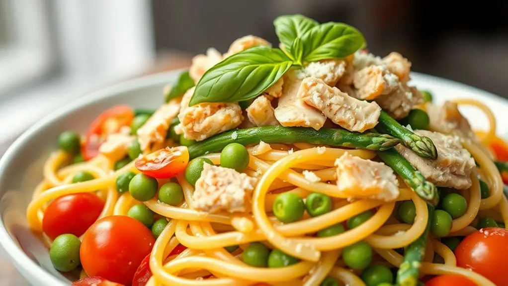 colorful tuna pasta dish