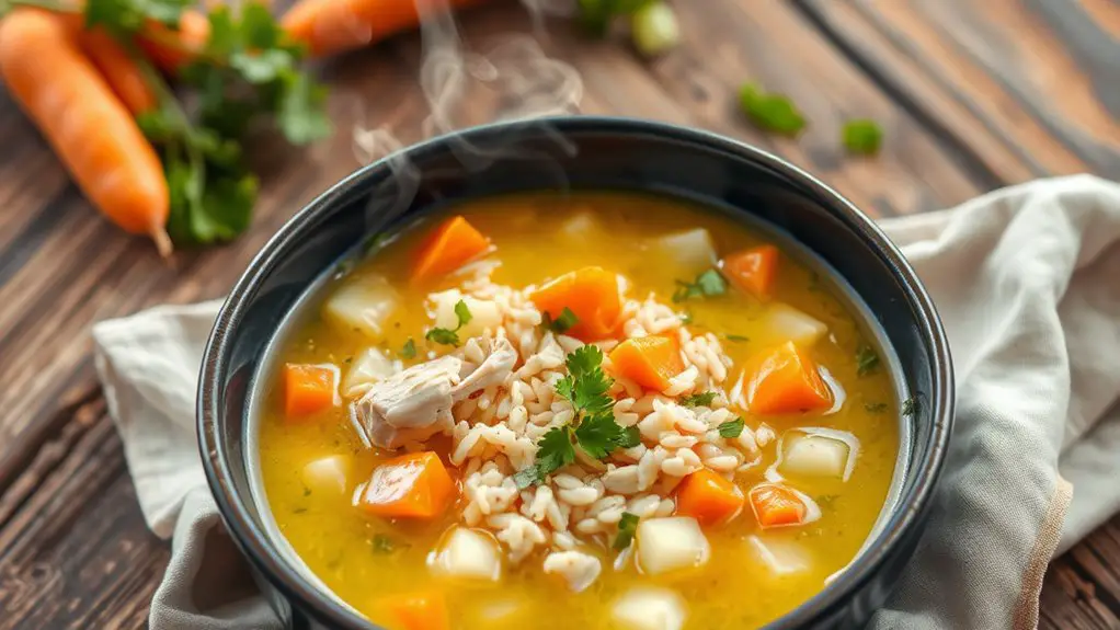 comforting chicken rice soup