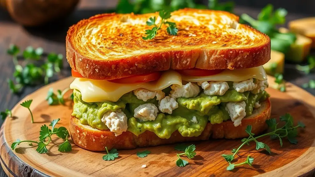 creamy avocado tuna sandwich