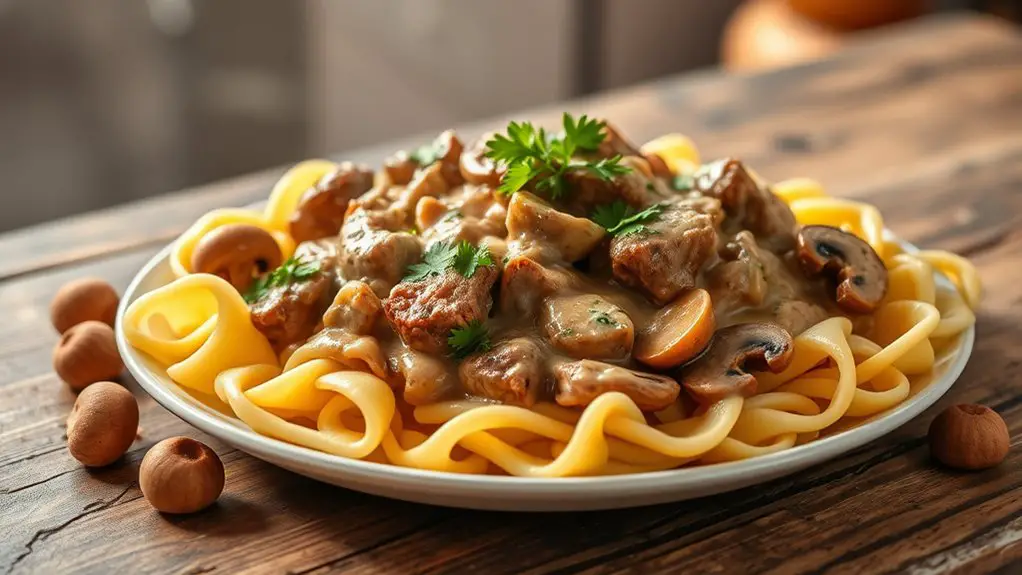 creamy beef pasta dish