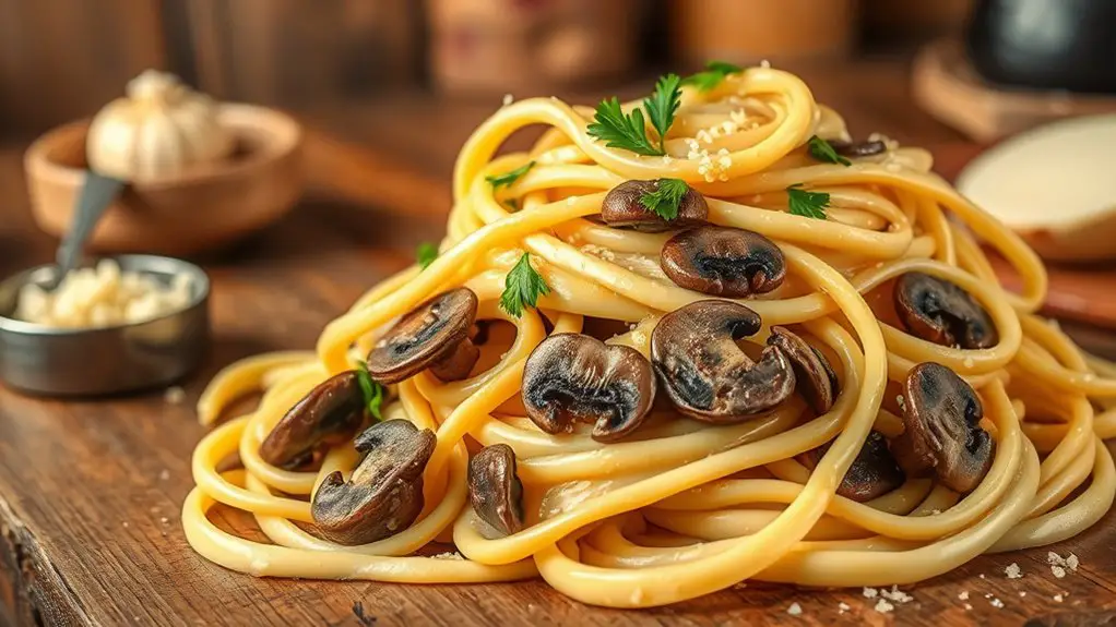 creamy mushroom garlic pasta