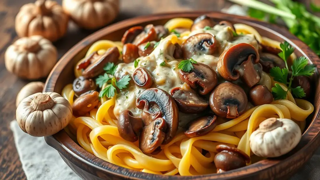 creamy mushroom pasta dish